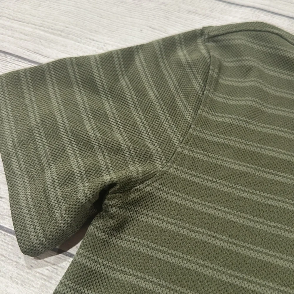 Old Navy Active Boys Olive Green Striped Polo Shirt